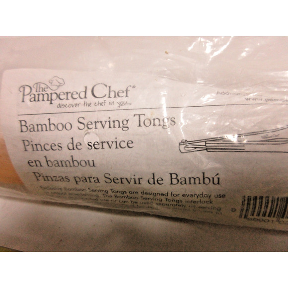 Pampered Chef Interlocking Bamboo Serving Tongs #2297 New Sealed Bag - Picture 8 of 8